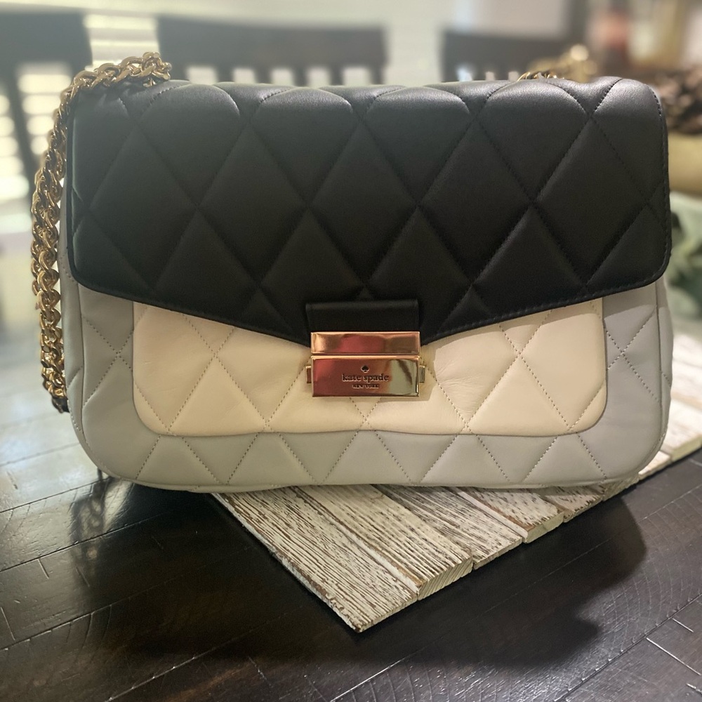 Kate Spade Black and Cream Quilted Shoulder Bag